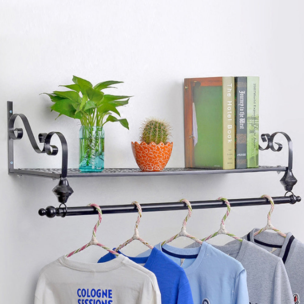 Wall Mounted Metal Clothes Garment Shop Display Rack with Shelf