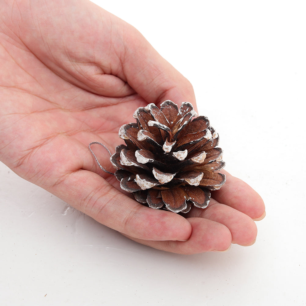 30 Pieces Real Pine Cone Dyed with White Paint Christmas Tree Hanging Ornament Set