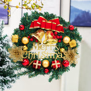 30cm Artificial Christmas Wreath with Gold Xmas Baubles Bow Knot Bells