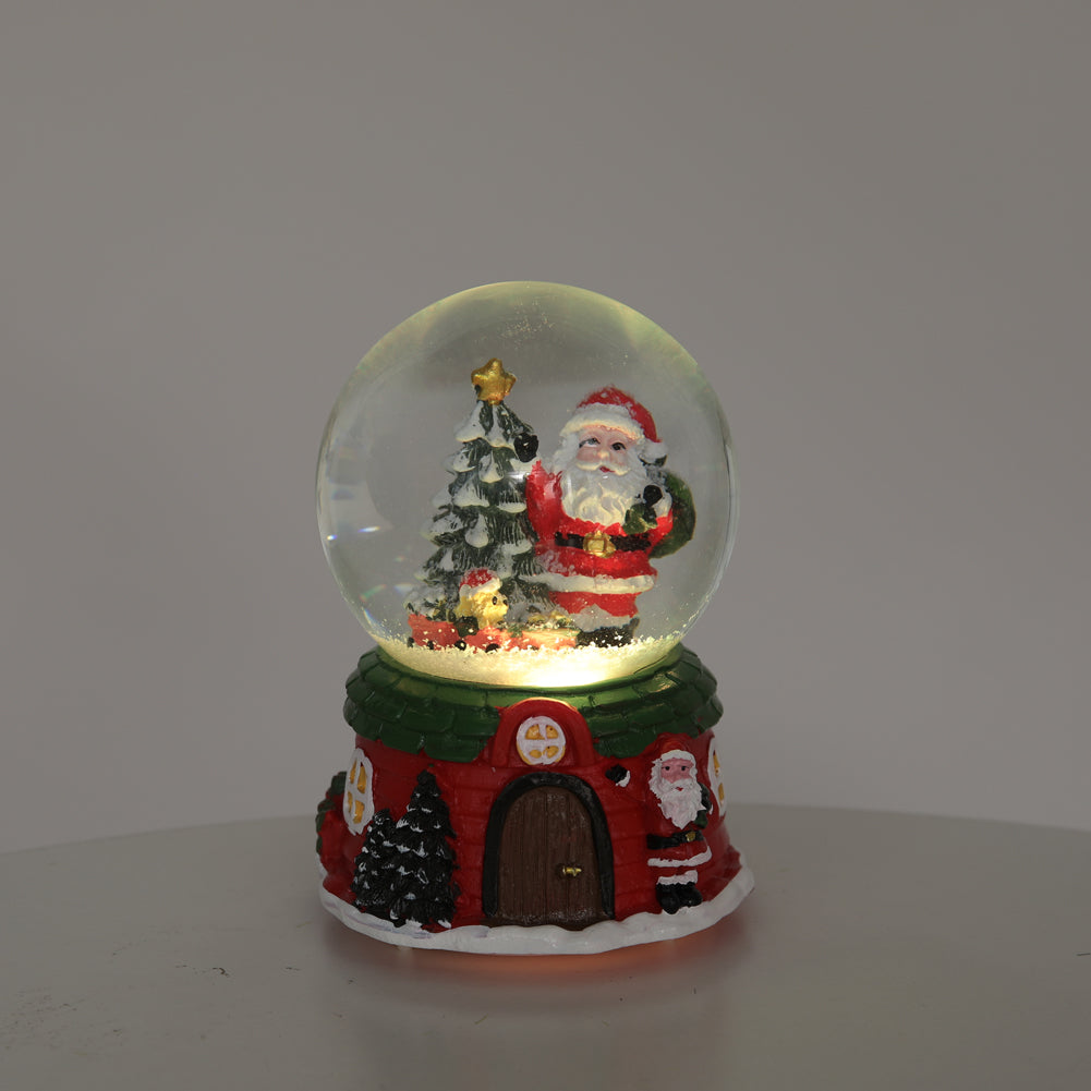 Santa Claus Snow Ball Gift Music Box Christmas Glass Ornament