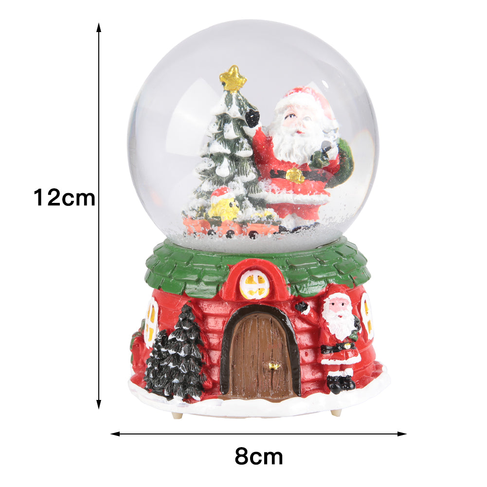 Santa Claus Snow Ball Gift Music Box Christmas Glass Ornament