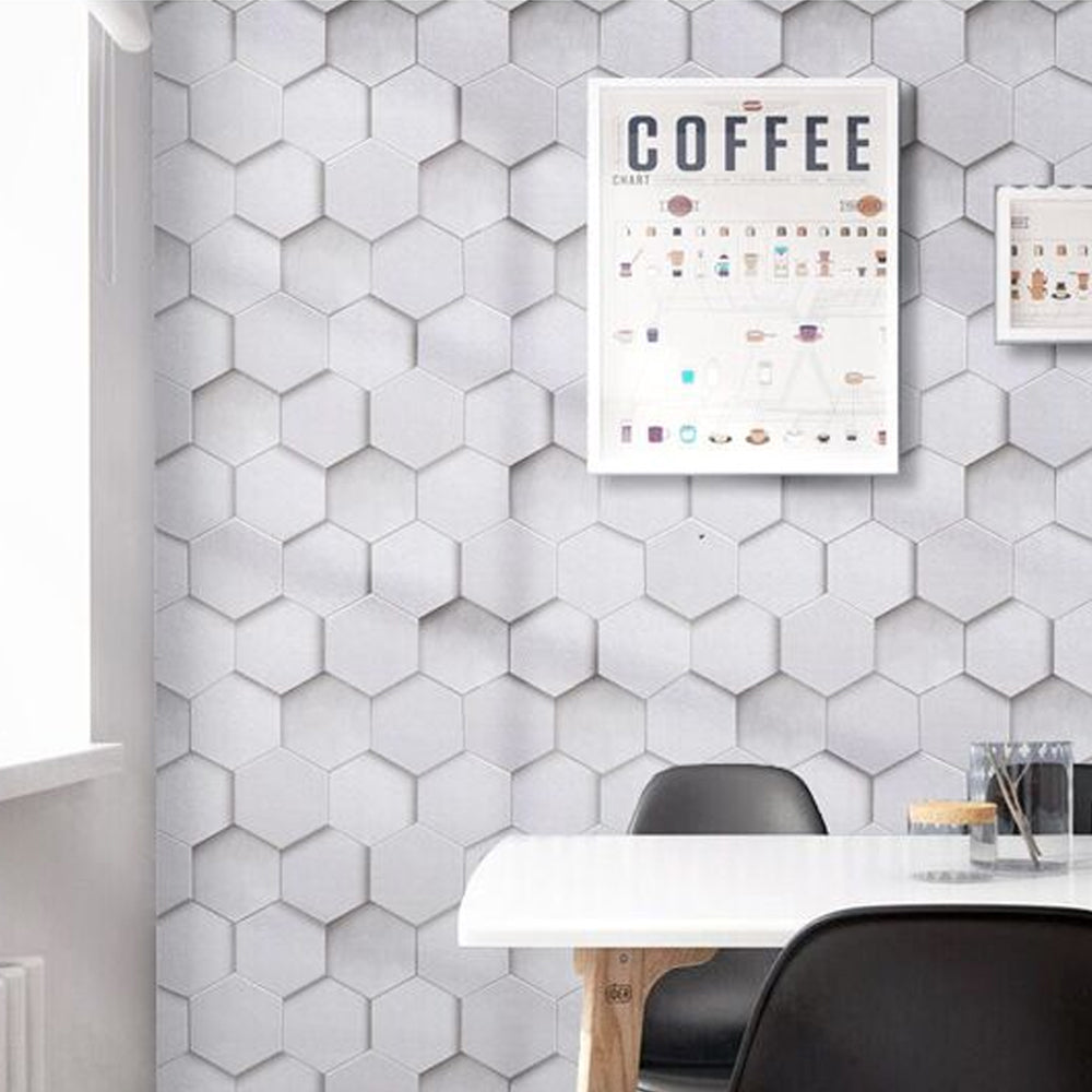 3D Hexagonal Modern PVC Wallpaper Home Wall Decoration