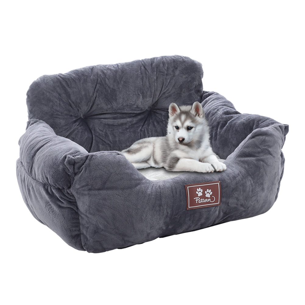 Cozy Dog Car Seat Bed with Storage Pocket and Adjustable Strap