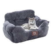 Cozy Dog Car Seat Bed with Storage Pocket and Adjustable Strap