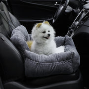 Cozy Dog Car Seat Bed with Storage Pocket and Adjustable Strap