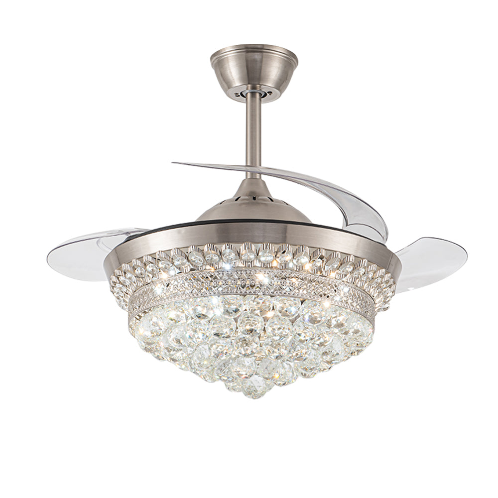 42 Inch Ceiling Fan with LED Light Crystal Chandelier Dimmable