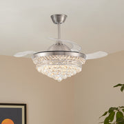 42 Inch Ceiling Fan with LED Light Crystal Chandelier Dimmable