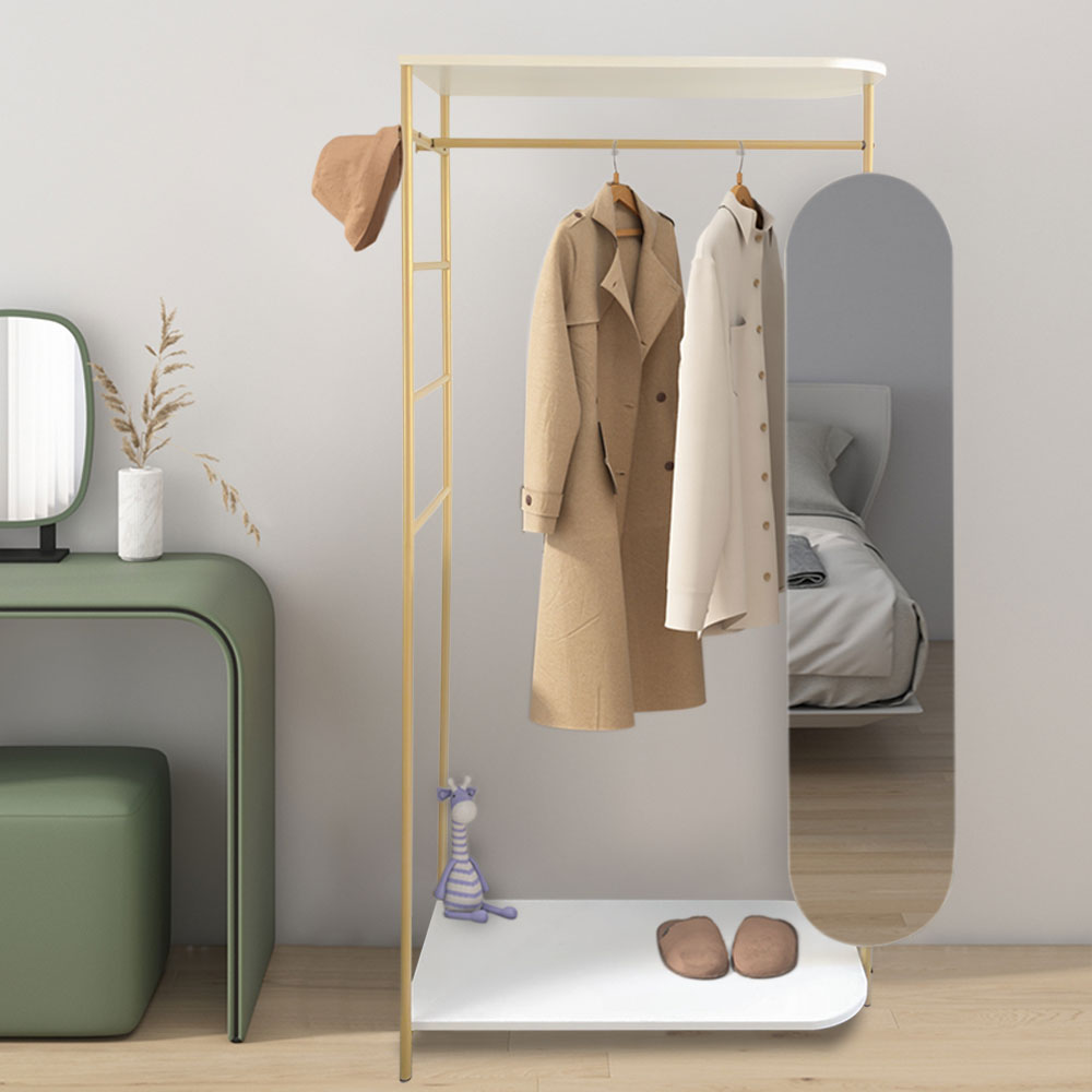 Modern Metal Clothes Rail with Mirror