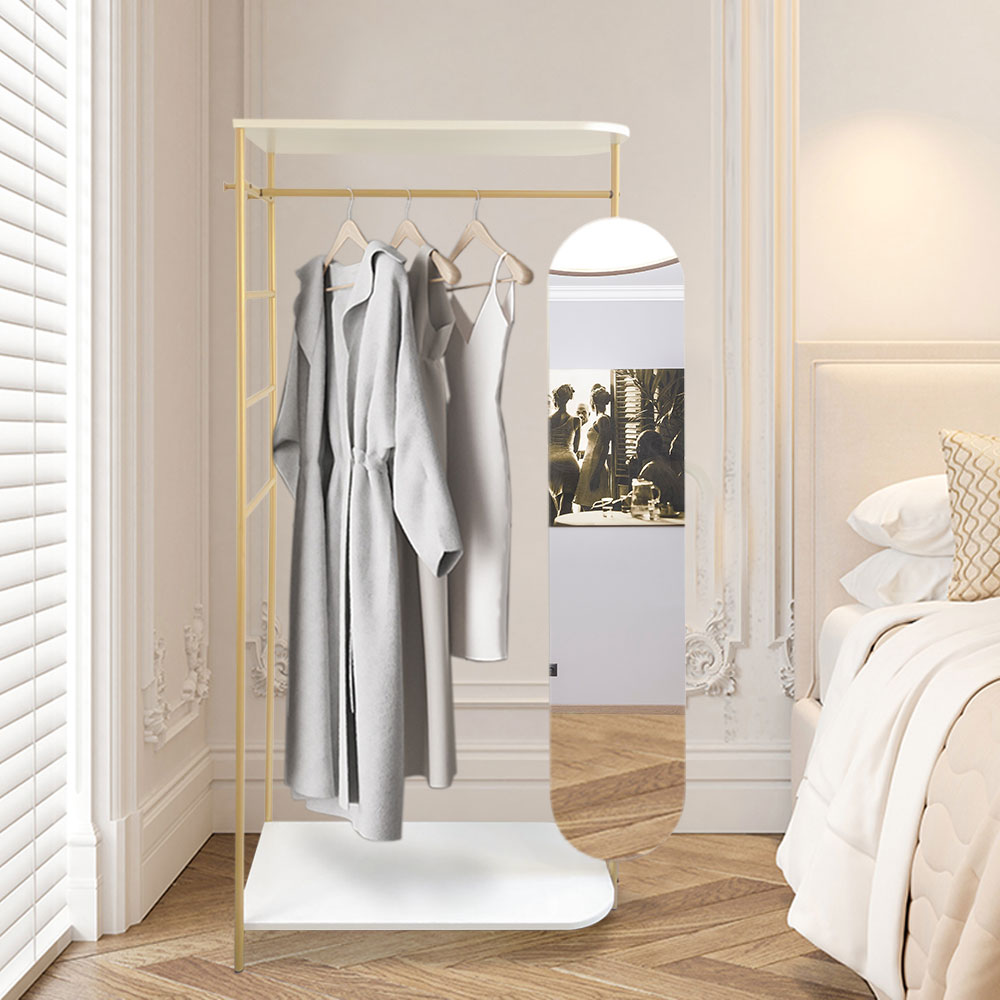 Modern Metal Clothes Rail with Mirror