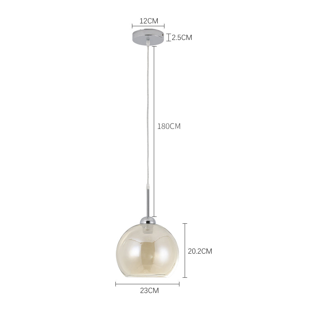 1 Light Globe Hanging Ceiling Light with Glass Lampshade