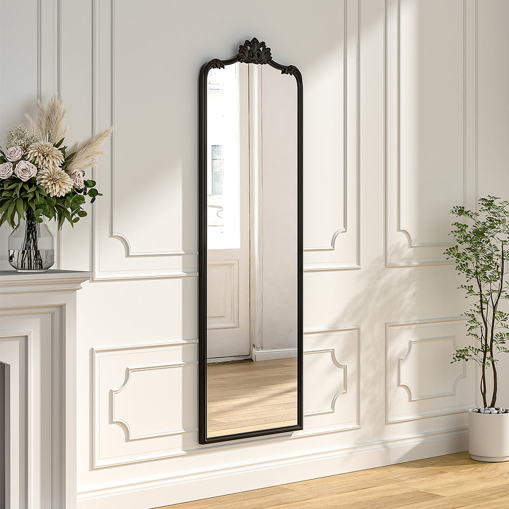 Antique Black Metal Floor Mirror