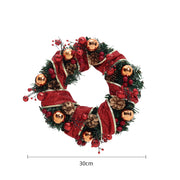 Red Ribbon Lighted Wreath Hanging Xmas Decor