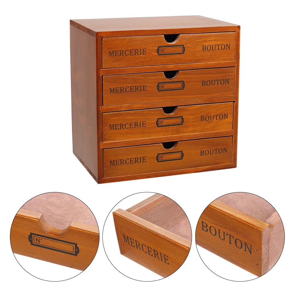 Rustic 4-Drawer Wooden Organizer Box