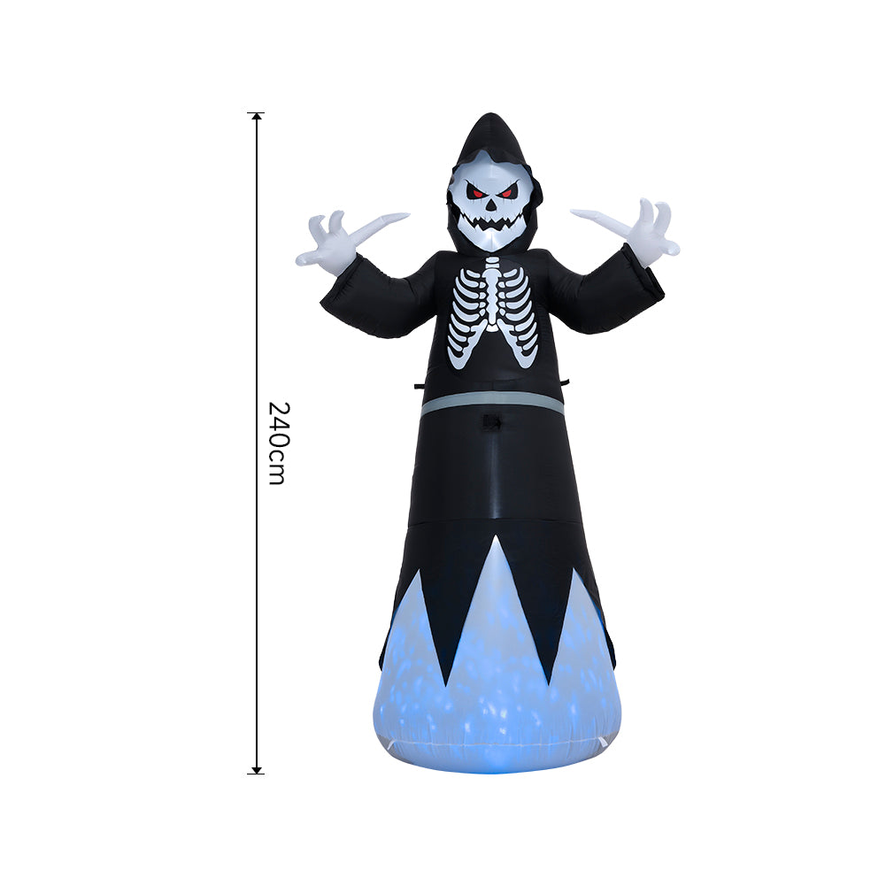 Blow Up Outdoor Halloween Grim Reaper Inflatable with Blue Lights