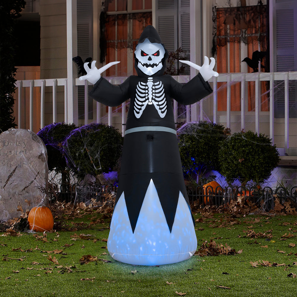 Blow Up Outdoor Halloween Grim Reaper Inflatable with Blue Lights