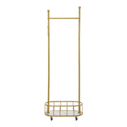 Rolling Metal Garment Rack with Basket and Hooks