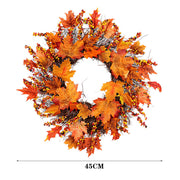 Artificial Maple Leaves Wreath with Berries Harvest Halloween Decor