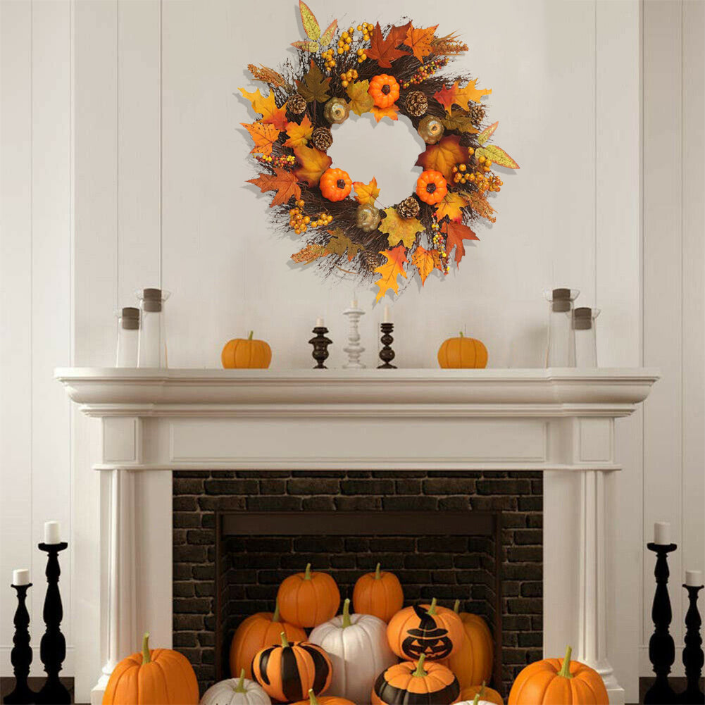 Artificial Autumn Halloween Prelit Wreath Thanksgiving Decorations