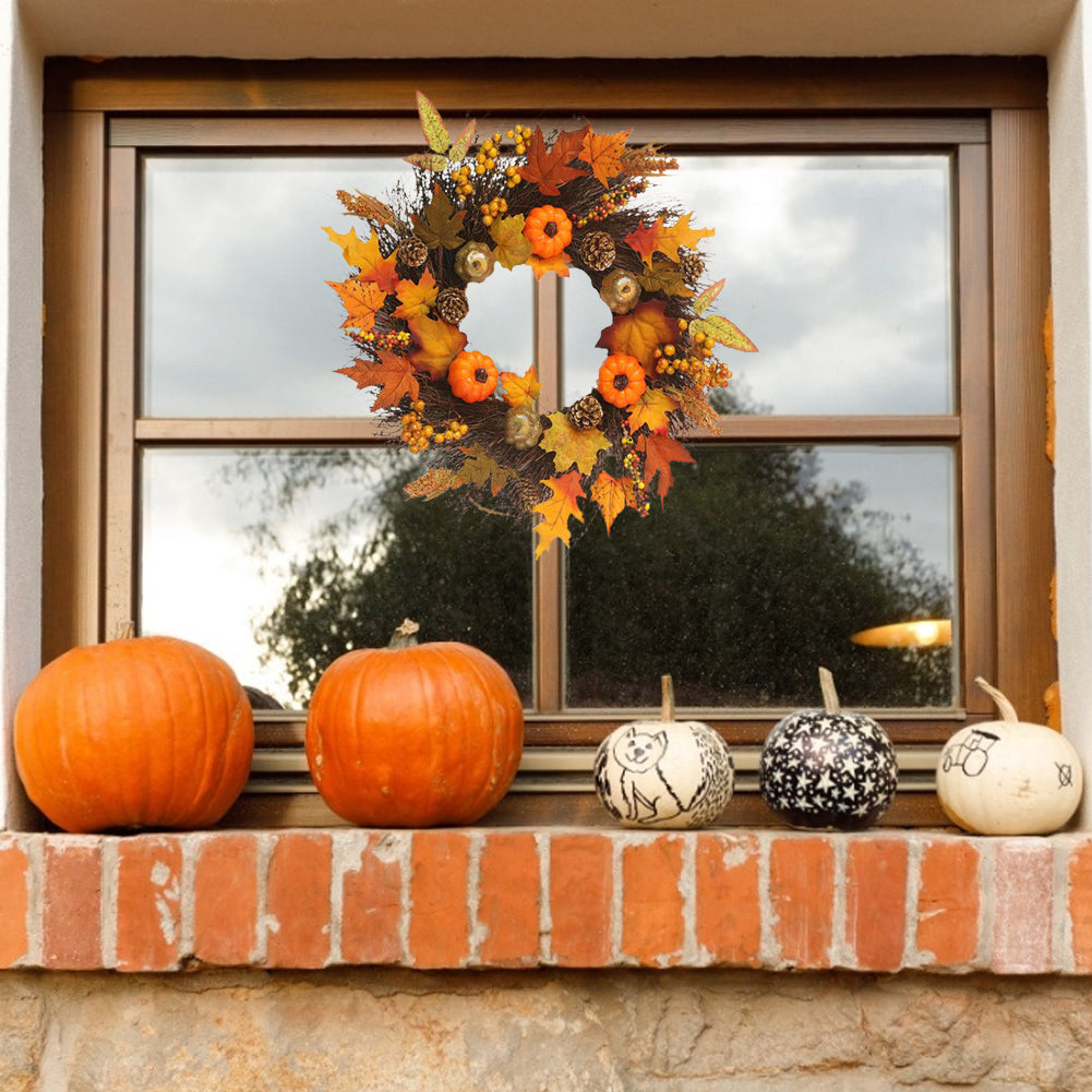 Artificial Autumn Halloween Prelit Wreath Thanksgiving Decorations