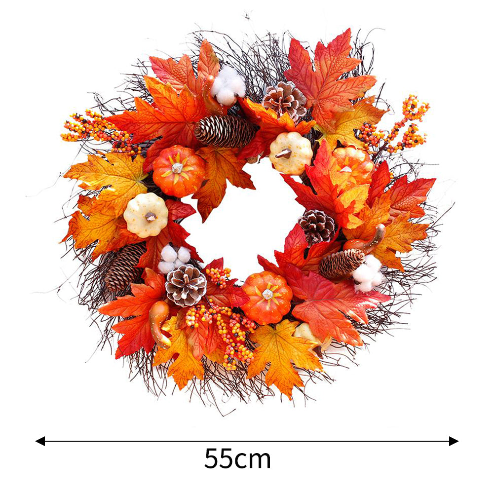 Autumnal Halloween Thanksgiving Door Decorative Wreath Maple Pumpkin