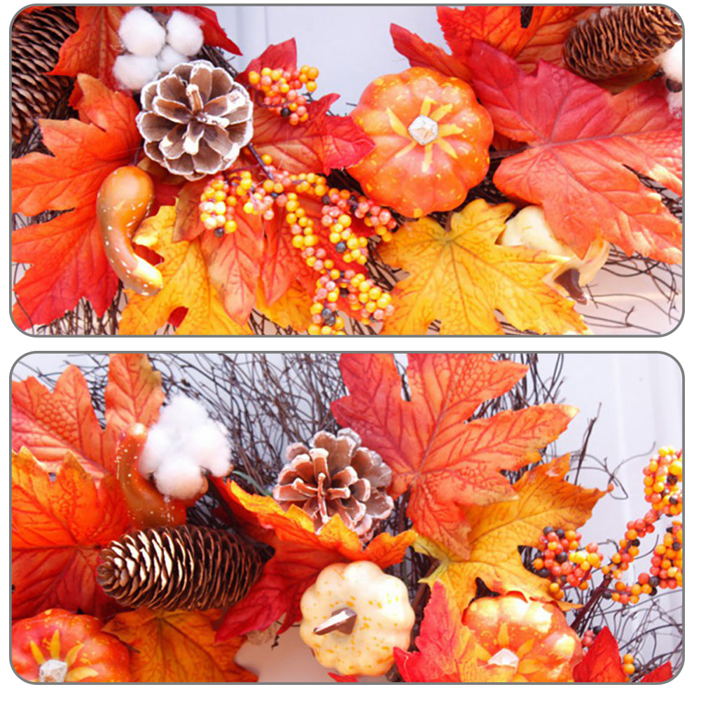 Autumnal Halloween Thanksgiving Door Decorative Wreath Maple Pumpkin