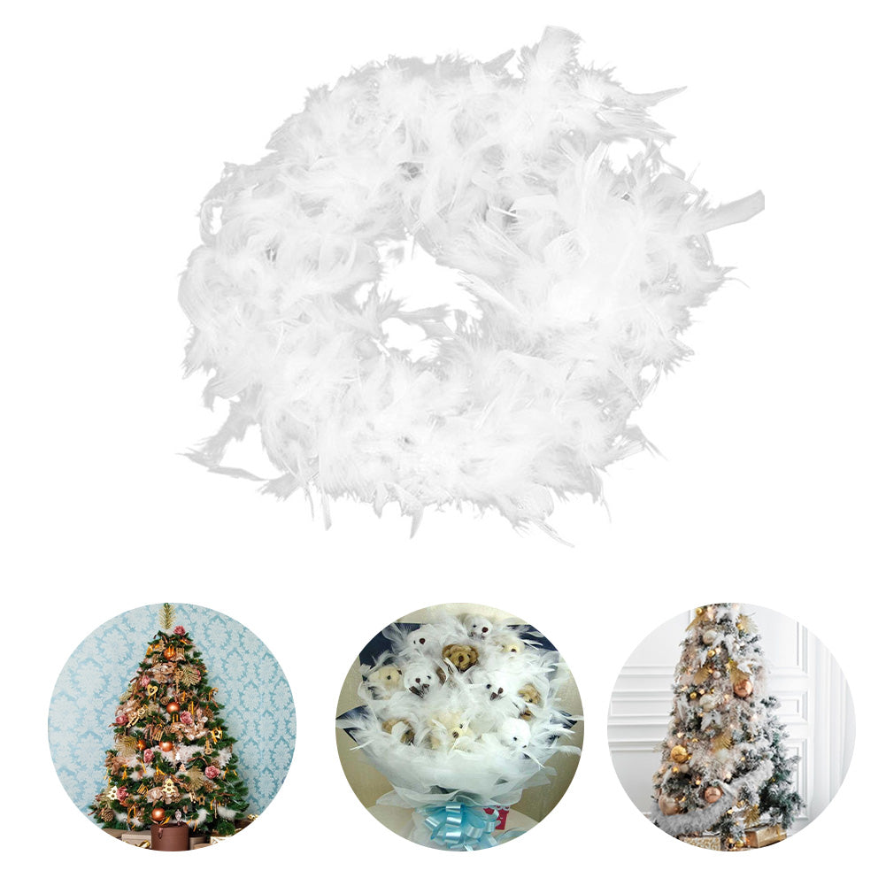 2M White Feather Boa Suitable for Party Wedding Christmas Tree Decoration