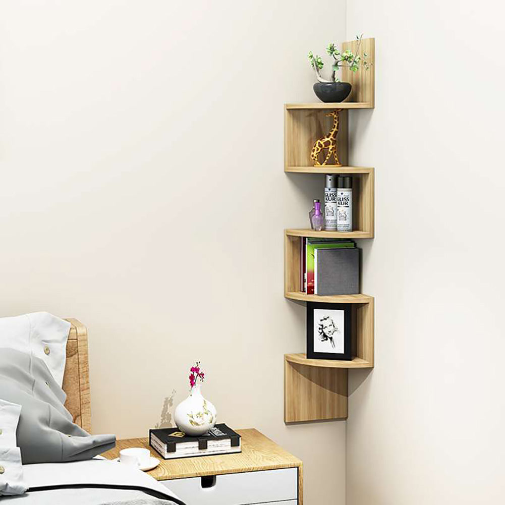 3/5 Tier Wall Corner Bookcase Wall Storage Shelf