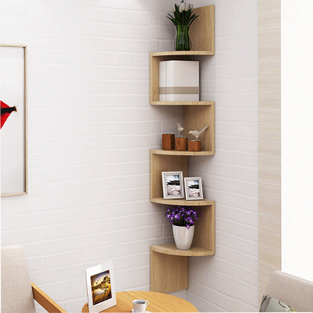 3/5 Tier Wall Corner Bookcase Wall Storage Shelf