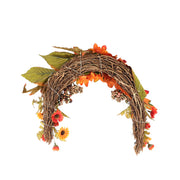 Artificial Sunflower Swag Wreath with Pumpkins for Halloween Hanging Decor