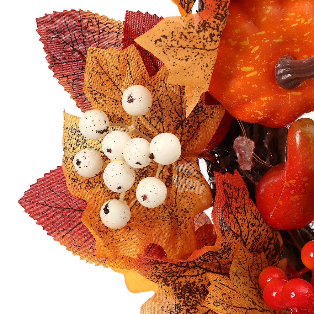 Fall Wreath Front Door Wreath with White Orange Pumpkins