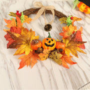 Artificial Pumpkin Maple Leaves Wreath for Thanksgiving Harvest Festival