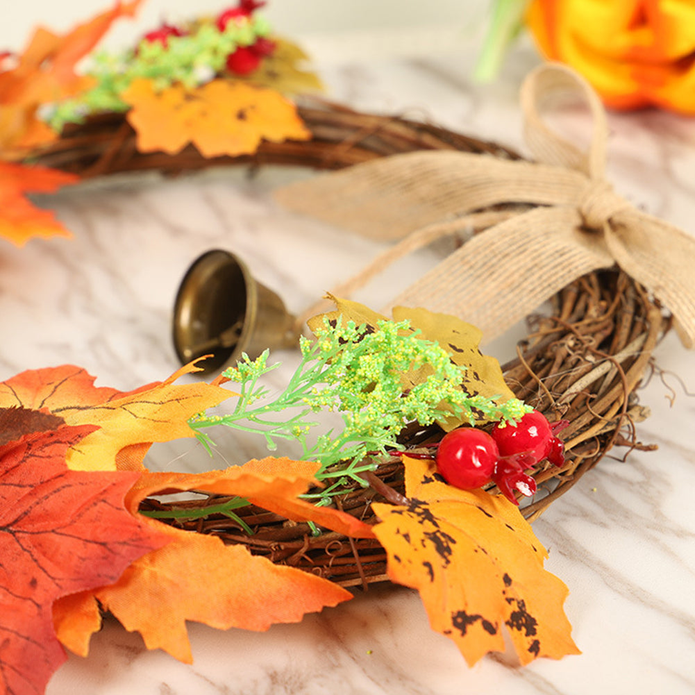 Artificial Pumpkin Maple Leaves Wreath for Thanksgiving Harvest Festival