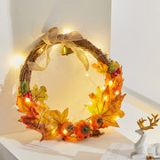 Artificial Pumpkin Maple Leaves Wreath for Thanksgiving Harvest Festival