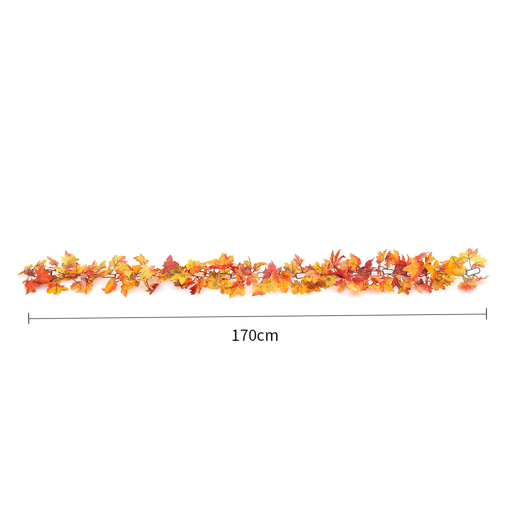 Hanging Artificial Maple Leaf Fall Garland with LED Lights