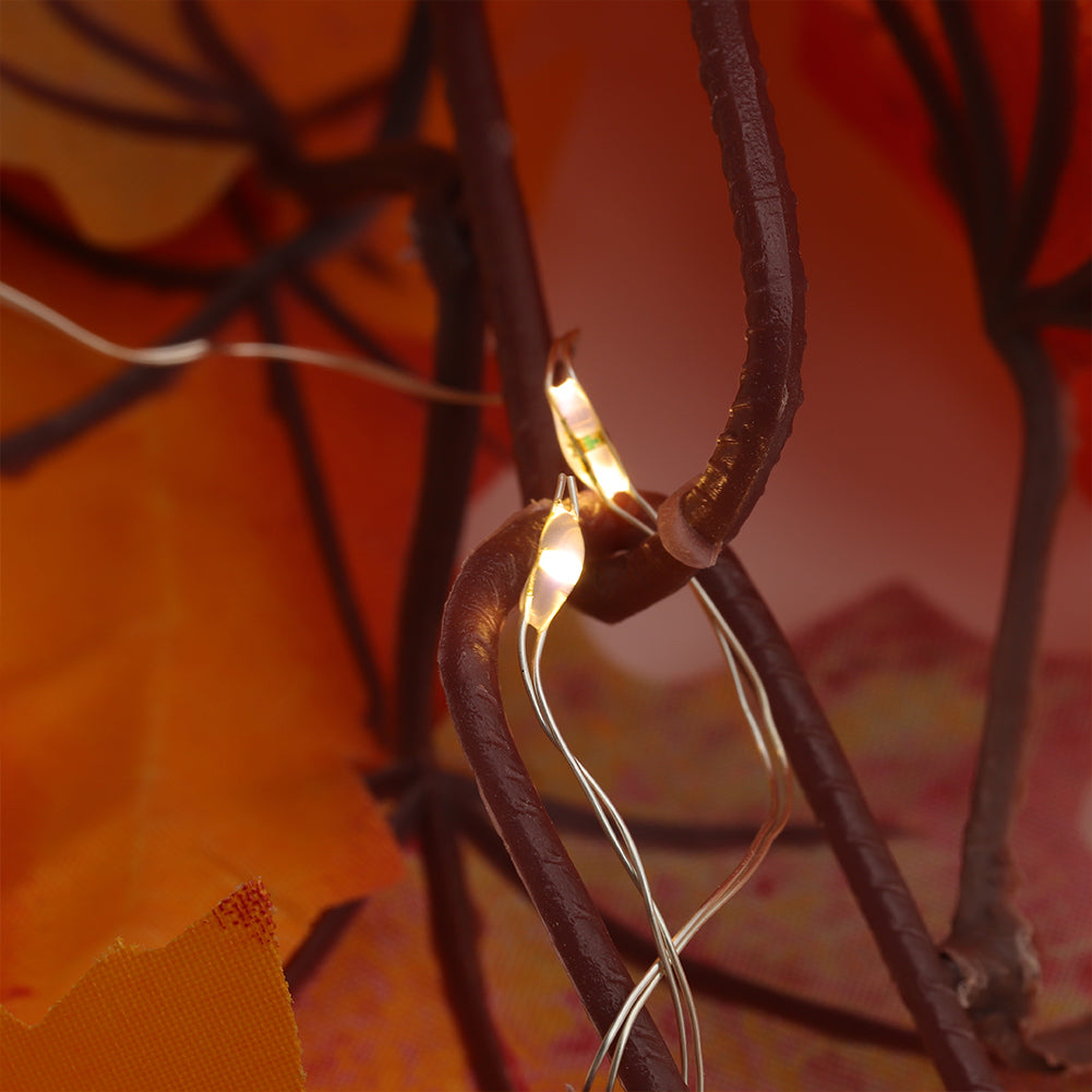 Hanging Artificial Maple Leaf Fall Garland with LED Lights