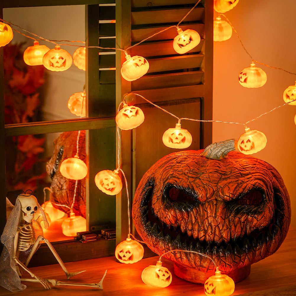 Halloween Pumpkin LED String Lights Battery Operated Decor