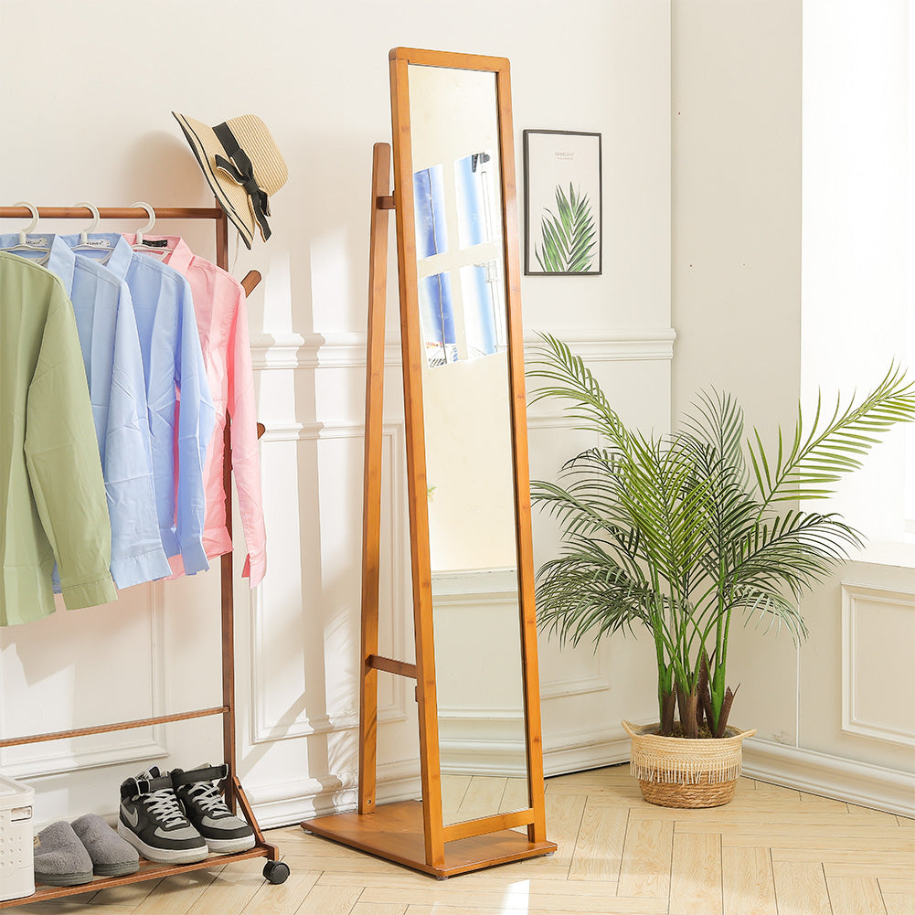 Free Standing Full Length Mirror with Clothes Rack