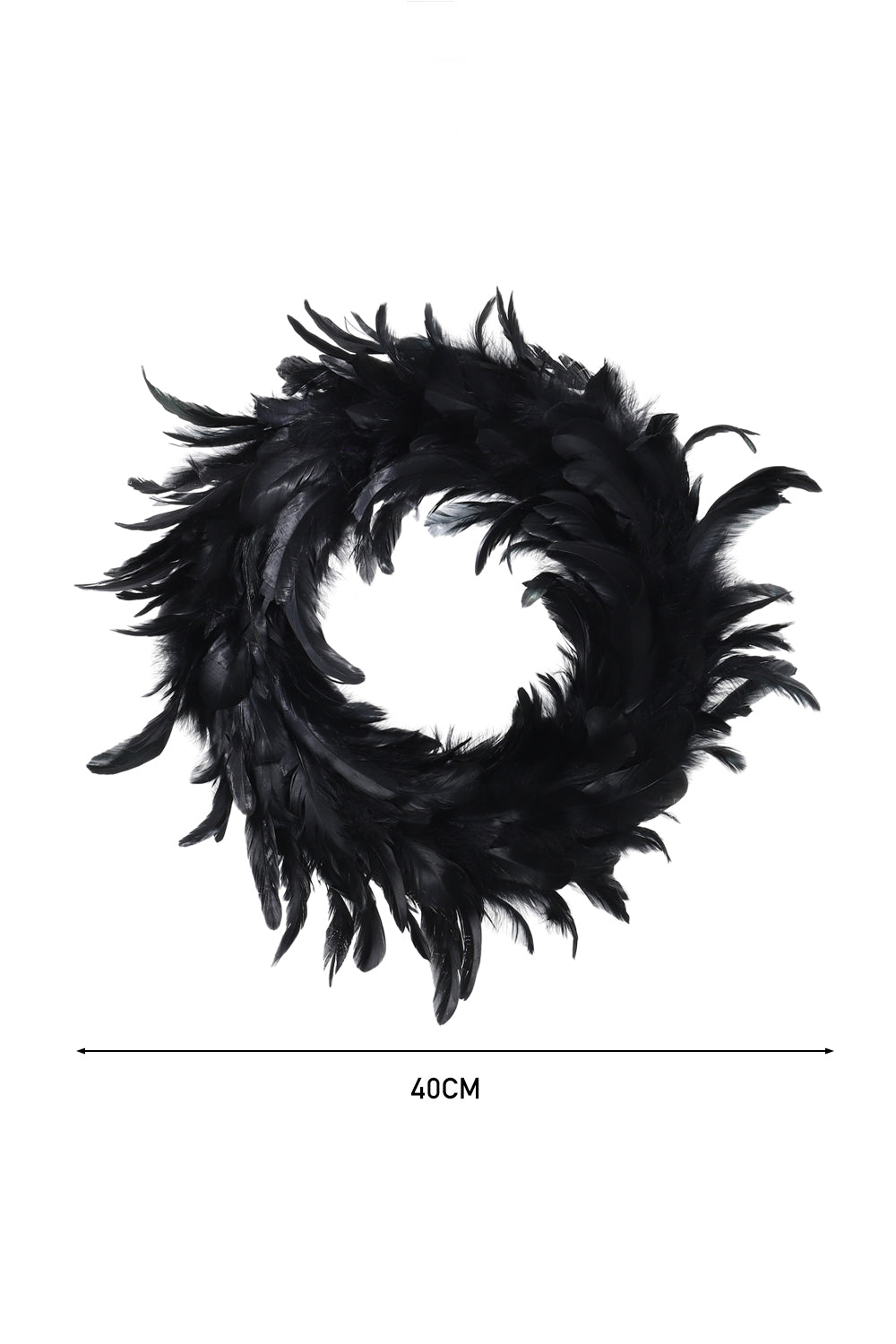 Black Feather Wreath with Lights for Halloween