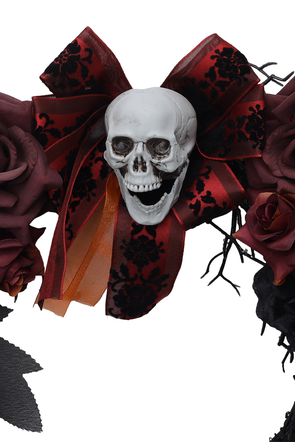 Gothic Halloween Skull Rose Vine Wreath