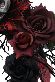 Gothic Halloween Skull Rose Vine Wreath