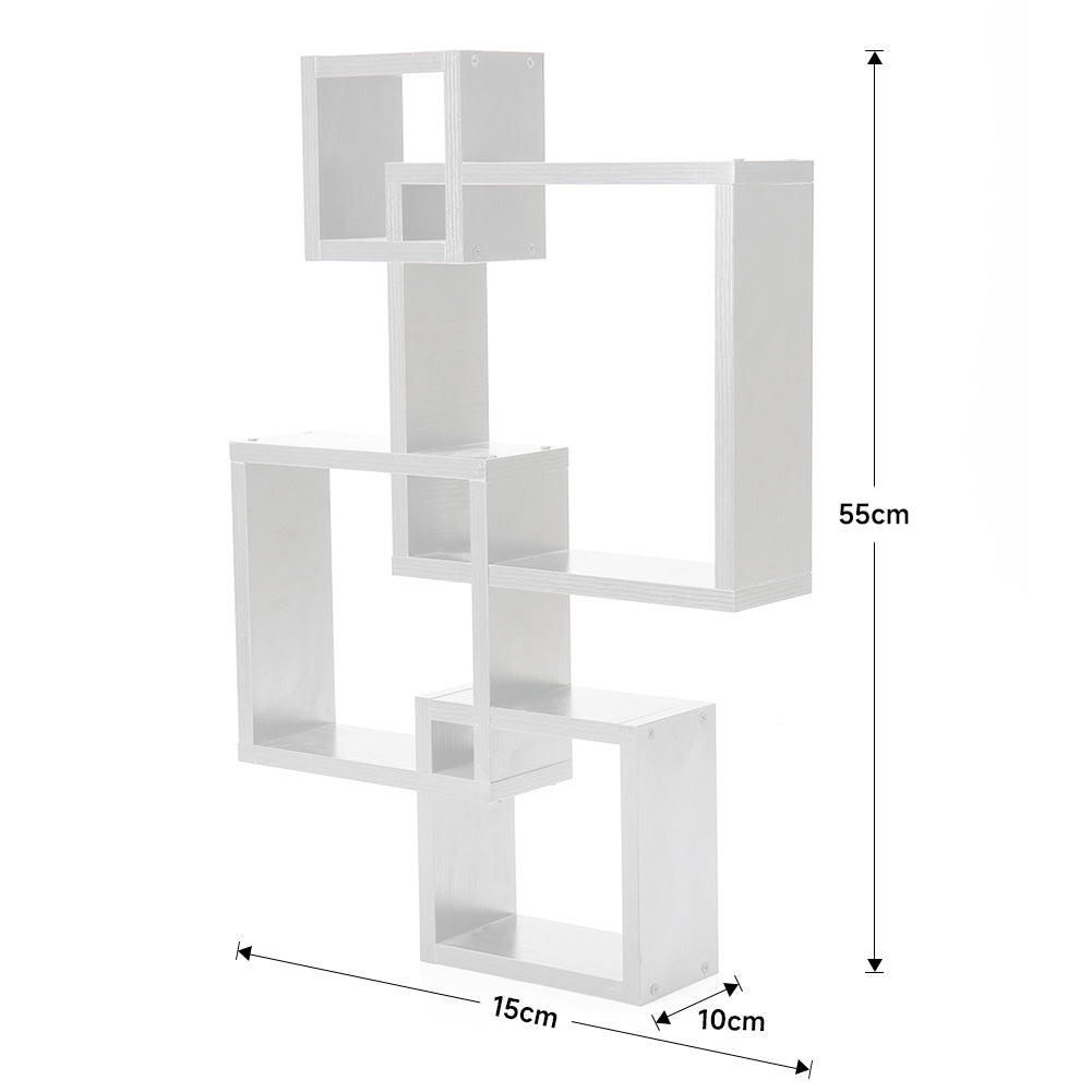 White Wooden Cube Floating Shelf