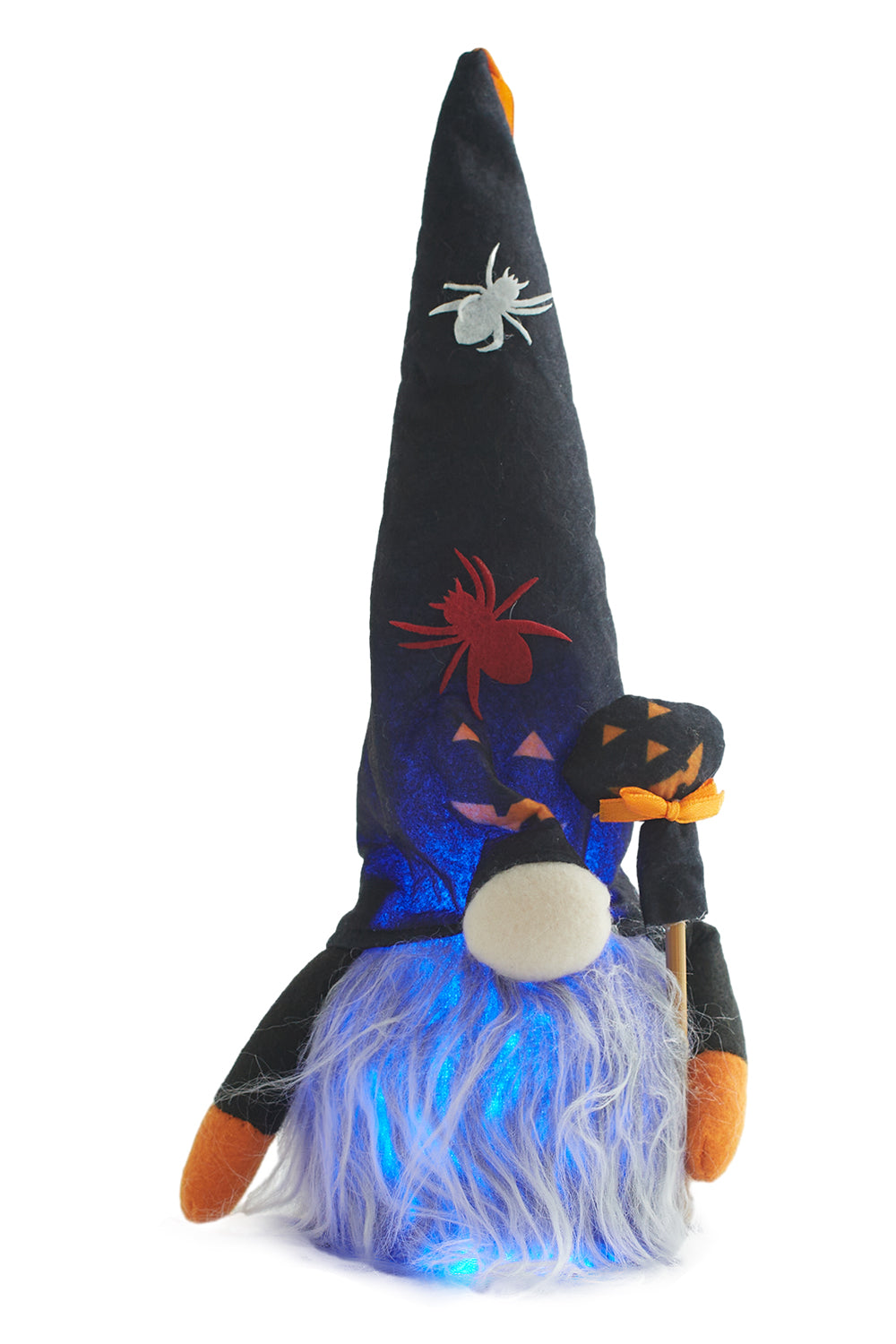 Black Halloween LED Plush Gnome with Cane