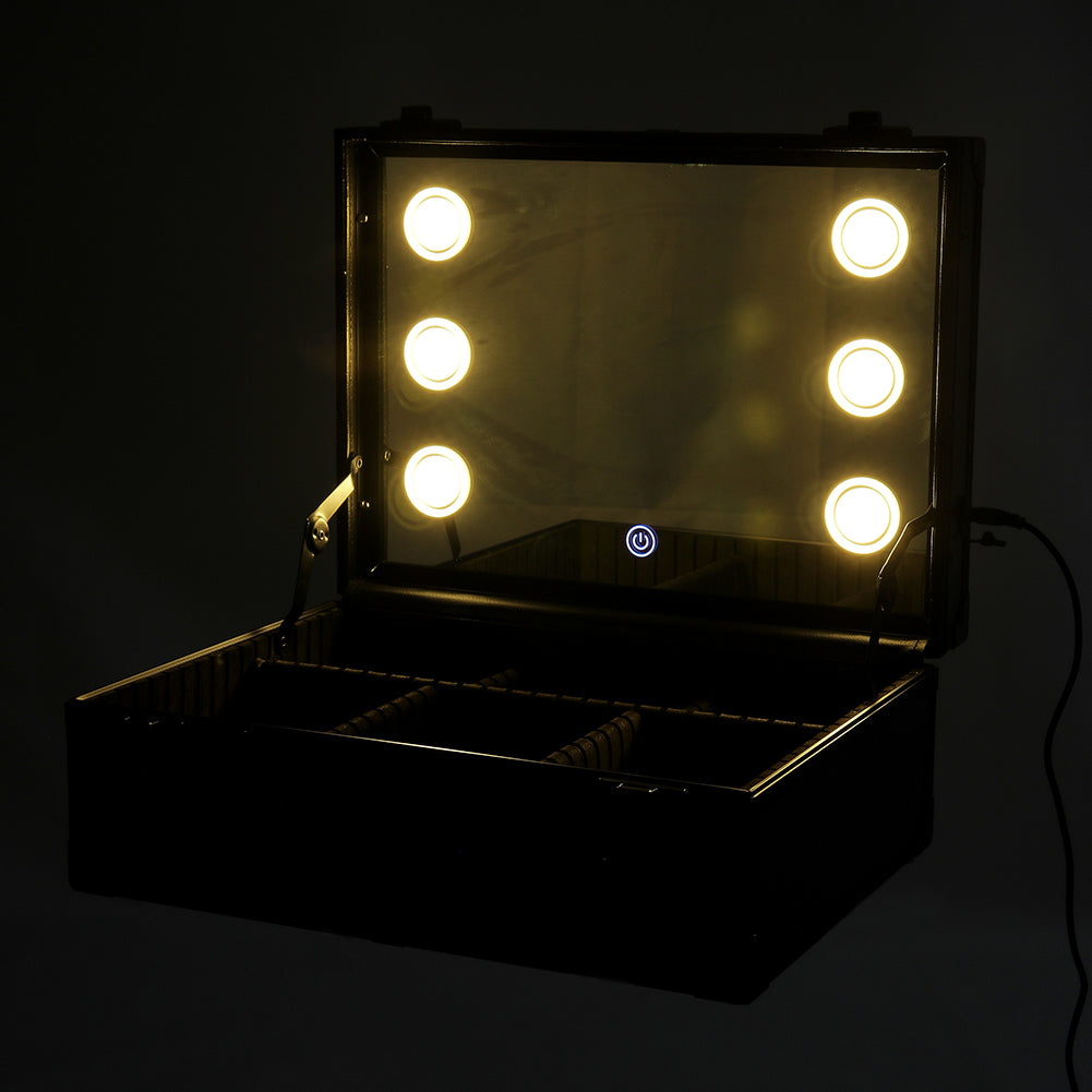 Lighted Cosmetic Train Case with Mirror