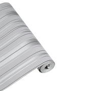 Modern Metallic Silver and Grey Striped Wallpaper