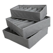 3 Packs Underwear Drawer Organizer Storage Box Bra Tidy Socks Ties Draw Divider