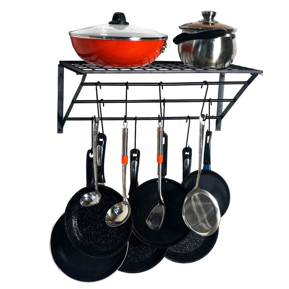 Kitchen Wall Mounted Metal Pot Rack with Hangers