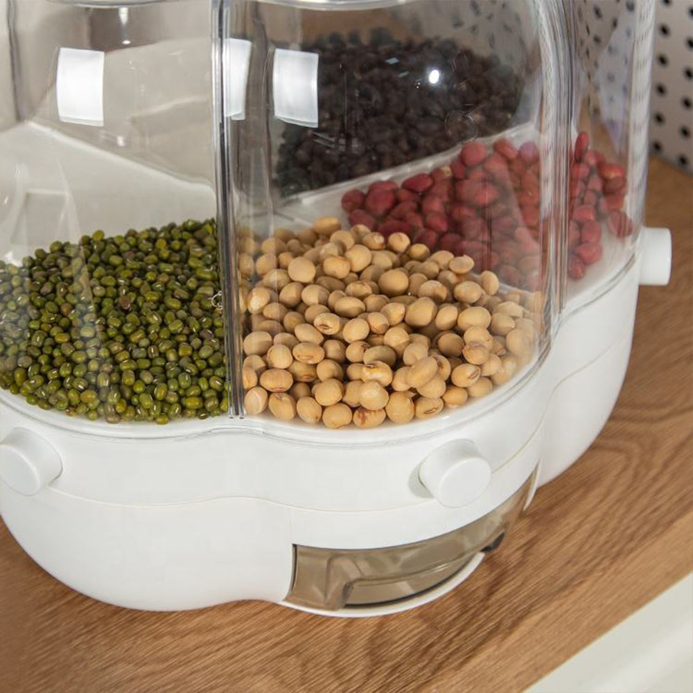 6-Gird Round Cereal Dispenser Organizer for Kitchen