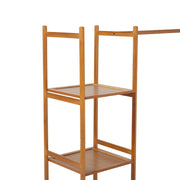 Freestanding Bamboo Clothes Rack with Storage Shelves