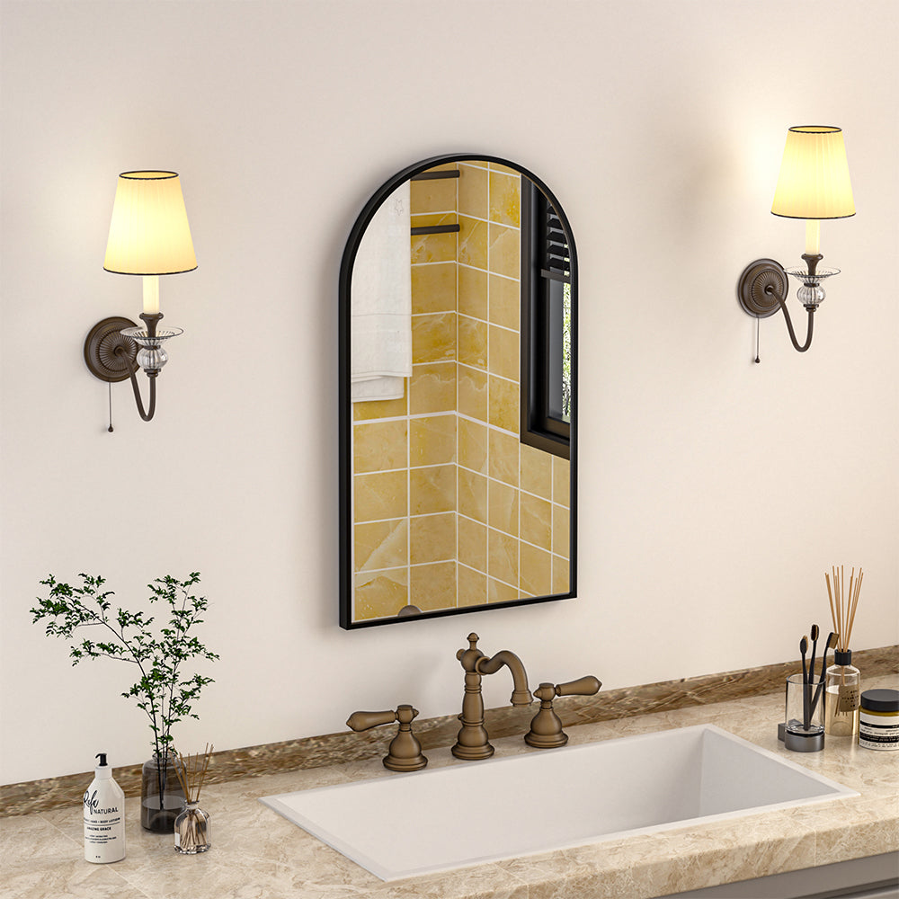 Arched Bathroom Wall Mirror Black Framed Vanity Mirror