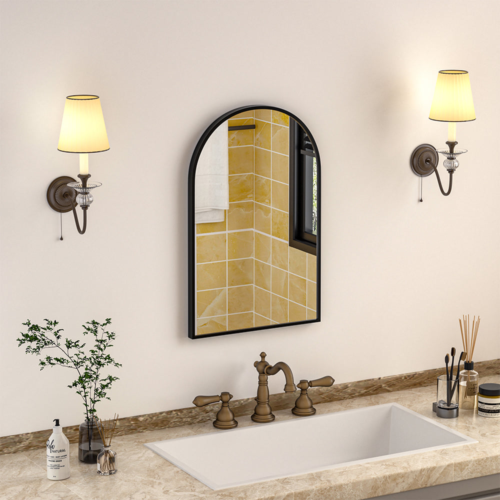 Arched Bathroom Wall Mirror Black Framed Vanity Mirror